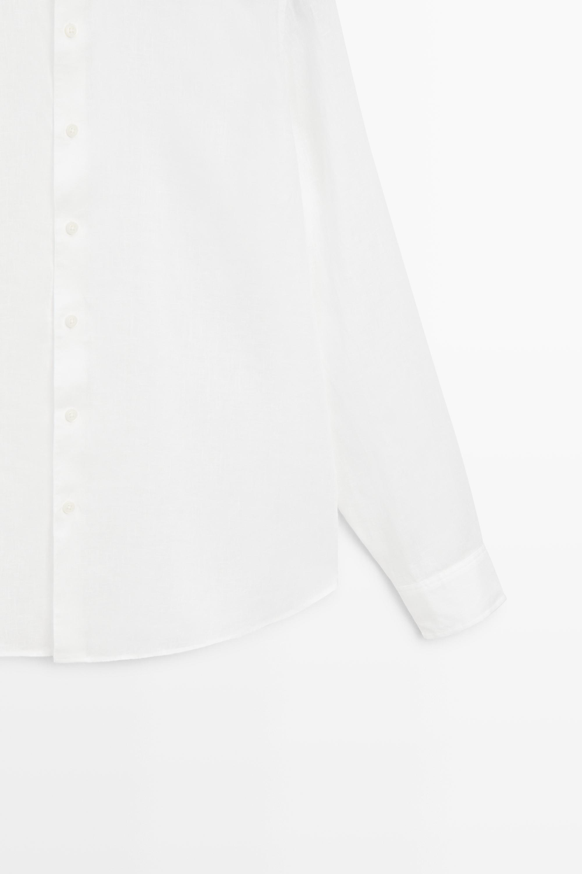 Chemise regular fit 100 % lin à col officier